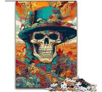 Puzzle 1000 pièces pour Adultes et Adolescents, Motif crâne de Cow-Boy psychédélique, pour Jeu éducatif, Jouet, décoration d'intérieur Unique et Cadeaux (Taille 26x38cm)