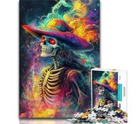 Puzzle 1000 pièces pour Adultes et Adolescents, Motif crâne enfumé, Jeu Stimulant pour Tous, idéal pour Les Femmes et Les Hommes (Taille 38x26cm)