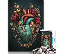 Puzzle 1000 pièces pour Adultes et Adolescents, Motif cœur Floral, Anti-Stress, pour Passer des Vacances à la Maison, liste de souhaits avec Le Père Noël (38x26cm)