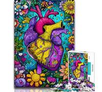Puzzle 1000 pièces pour Adultes et Adolescents, Motif cœur Floral, Anti-Stress, séjour, Tuer Le Temps, liste de souhaits avec Le Père Noël (38x26cm)
