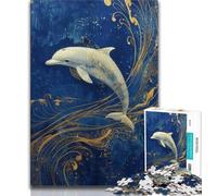 Puzzle 1000 pièces pour Adultes et Adolescents, Motif Dauphin Fantastique, Jeu éducatif et Stimulant pour Toute la Famille, idéal pour Les Anniversaires et Noël, 38x26cm