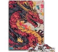 Puzzle 1000 pièces pour Adultes et Adolescents, Motif Dragon Aquarelle, Anti-Stress, défi Difficile, à Offrir en Cadeau à Toute la Famille, 26x38cm
