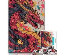 Puzzle 1000 pièces pour Adultes et Adolescents, Motif Dragon Aquarelle, Anti-Stress, pour Passer Un Bon Moment, Interaction Parent-Enfant (Taille 75x50cm)