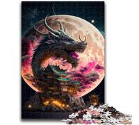 Puzzle 1000 pièces pour Adultes et Adolescents, Motif Dragon Japonais Anti-Stress, idéal pour Les Vacances, avec Affiche et fiche de Questions-réponses Assorties, 50x75cm
