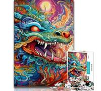 Puzzle 1000 pièces pour Adultes et Adolescents Motif Dragon psychédélique 1000 pièces pour Adultes Ce Puzzle éducatif est idéal comme Cadeau pour Toute la Famille (26x38cm)