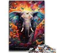 Puzzle 1000 pièces pour Adultes et Adolescents,Motif éléphant coloré,1000 pièces pour Adultes,pour Un Moment de détente à la Maison avec des pièces de Formes aléatoires entièrement emboîtables