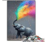 Puzzle 1000 pièces pour Adultes et Adolescents, Motif éléphant fumé Arc-en-Ciel, Anti-Stress, séjour, Tuer Le Temps, liste de souhaits avec Le Père Noël, 50x75cm