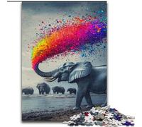 Puzzle 1000 pièces pour Adultes et Adolescents, Motif éléphant fumé Arc-en-Ciel, pour Les Plus de 14 Ans, Jeu éducatif, défi, Jouet, Cadeau d'anniversaire (Taille 26x38cm)