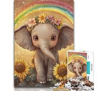Puzzle 1000 pièces pour Adultes et Adolescents, Motif éléphant Tournesol, Jeu éducatif et Stimulant pour Toute la Famille, idéal pour Les Anniversaires et Noël (38x26cm)