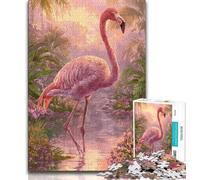 Puzzle 1000 pièces pour Adultes et Adolescents, Motif Flamant Rose de la Jungle, Anti-Stress, Passe-Temps, améliore l'amour Entre Couples (75x50cm)
