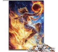 Puzzle 1000 pièces pour Adultes et Adolescents, Motif Flammes de Basket-Ball, Anti-Stress, défi Difficile, Cadeaux du Père Noël Secret, à partir de 14 Ans (Taille 50x75cm)