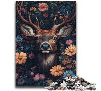 Puzzle 1000 pièces pour Adultes et Adolescents, Motif Fleurs et Cerfs, Jouet éducatif Anti-Stress, Cadeau du Père Noël Secret pour Les 14 Ans, 50x75cm