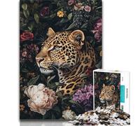 Puzzle 1000 pièces pour Adultes et Adolescents, Motif Fleurs et léopard, Jeux éducatifs, décoration d'intérieur, Jeu éducatif pour Anniversaire et Noël (38x26cm)