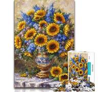 Puzzle 1000 pièces pour Adultes et Adolescents, Motif Fleurs et tournesols, idéal comme Cadeau pour Toute la Famille 50x75cm