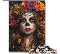Puzzle 1000 pièces pour Adultes et Adolescents, Motif Gothique, Rose, crâne et Papillon, Jouet éducatif Anti-Stress, Superbes Cadeaux et Jouets (Taille 26x38cm)