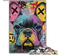 Puzzle 1000 pièces pour Adultes et Adolescents, Motif Graffiti Bouledogue français, Jouet éducatif et décompressant, Cadeau d'anniversaire, décoration Murale (Taille 26x38cm)