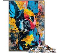 Puzzle 1000 pièces pour Adultes et Adolescents, Motif Graffiti Bouledogue français, Jouet éducatif et décompressant, Cadeau d'anniversaire, décoration Murale (Taille 26x38cm)