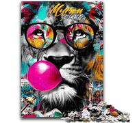 Puzzle 1000 pièces pour Adultes et Adolescents, Motif Graffiti Lion, Jouet éducatif Anti-Stress, Cadeau du Père Noël Secret pour Les 14 Ans, 50x75cm