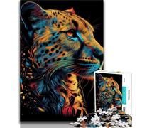 Puzzle 1000 pièces pour Adultes et Adolescents Motif guépard Style Pop Art pour Adolescents Casse-tête Cadeau d'anniversaire pour Homme 26x38cm