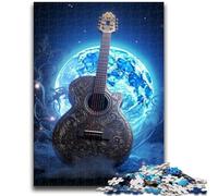 Puzzle 1000 pièces pour Adultes et Adolescents, Motif Guitare Galaxy, Jouets de Divertissement Familial avec Affiche et fiche de Questions-réponses (50x75cm)