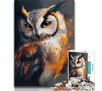 Puzzle 1000 pièces pour Adultes et Adolescents Motif Hibou Animal Peinture à l'huile pour Adolescents Anti-Stress Vacances à la Maison Passe-Temps améliore l'amour Entre Couples 75x50cm