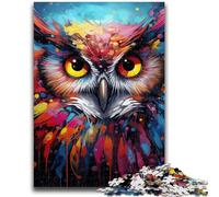Puzzle 1000 pièces pour Adultes et Adolescents,Motif Hibou coloré,1000 pièces pour Adultes,pour Un Moment de détente à la Maison avec des pièces de Formes aléatoires entièrement emboîtables (50x75cm)