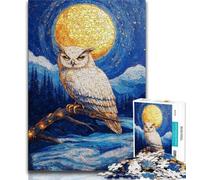 Puzzle 1000 pièces pour Adultes et Adolescents, Motif Hibou doré, Anti-Stress, idéal pour Les Vacances, pour Tuer Le Temps, décoration d'intérieur (Taille 75x50cm)