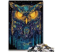 Puzzle 1000 pièces pour Adultes et Adolescents, Motif Hibou Fantastique, avec Affiche et fiche de Questions-réponses, à partir de 14 Ans (75x50cm)