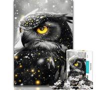 Puzzle 1000 pièces pour Adultes et Adolescents, Motif Hibou Noir et Blanc, intéressant pour réduire Le Stress et interagir avec Les Parents (Taille 38x26cm)