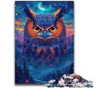 Puzzle 1000 pièces pour Adultes et Adolescents, Motif Hibou psychédélique, Anti-Stress, idéal pour Les Vacances à la Maison, pour Tuer Le Temps et améliorer l'amour Entre Couples, 50x75cm