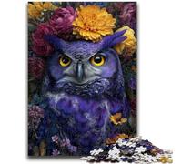 Puzzle 1000 pièces pour Adultes et Adolescents, Motif Hibou Violet, pour Un Moment de détente à la Maison, avec des pièces de Formes aléatoires entièrement emboîtables (38x26cm)