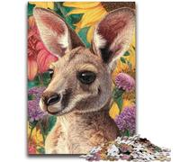 Puzzle 1000 pièces pour Adultes et Adolescents, Motif Kangourou Fleuri, Jeux éducatifs, décoration Murale, Cadeaux Uniques pour Anniversaire et Noël, 26x38cm