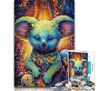 Puzzle 1000 pièces pour Adultes et Adolescents Motif Koala coloré Puzzle 1000 pièces Anti-Stress défi Difficile décoration d'intérieur Jouets 26x38cm
