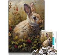 Puzzle 1000 pièces pour Adultes et Adolescents, Motif Lapin, Anti-Stress, idéal pour Les Vacances, pour Tuer Le Temps, décoration d'intérieur (Taille 75x50cm)