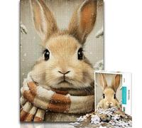 Puzzle 1000 pièces pour Adultes et Adolescents, Motif Lapin d'hiver, Jeux Amusants, décoration Murale, Cadeaux d'anniversaire et de Noël Uniques (Taille 75x50cm)