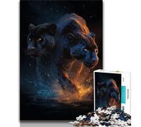 Puzzle 1000 pièces pour Adultes et Adolescents, Motif léopard d'eau et de feu, idéal pour Un Jeu éducatif ou comme Cadeau pour Toute la Famille (Taille 75x50cm)