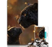Puzzle 1000 pièces pour Adultes et Adolescents, Motif léopard Noir, Art au Fusain, idéal pour la décoration de la Maison (75x50cm)