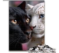 Puzzle 1000 pièces pour Adultes et Adolescents, Motif léopard Noir et Blanc, idée Cadeau d'anniversaire pour Adultes, Jeu Familial et Loisir (Taille 50x75cm)