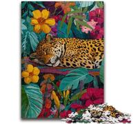 Puzzle 1000 pièces pour Adultes et Adolescents, Motif léopard, pour Un Moment de détente à la Maison, avec des pièces de Formes aléatoires entièrement emboîtables (75x50cm)