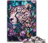 Puzzle 1000 pièces pour Adultes et Adolescents, Motif léopard vitrail, pour stimuler Le Cerveau, Jouets addictifs pour cultiver la Patience, décoration Murale 50x75cm
