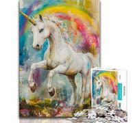 Puzzle 1000 pièces pour Adultes et Adolescents,Motif Licorne Blanche Fantastique,1000 pièces,Jeux d'activités familiales stimulants,Jouet à Faire soi-même pour décoration Murale de la Maison,Cadeaux