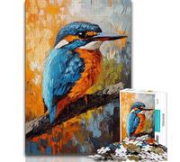 Puzzle 1000 pièces pour Adultes et Adolescents, Motif Martin-pêcheur, Peinture à l'huile, idéal comme Cadeau pour Toute la Famille Convient aux Enfants de 14 Ans et Plus (Taille 38x26cm)