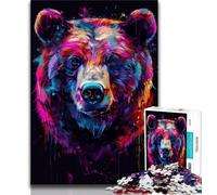 Puzzle 1000 pièces pour Adultes et Adolescents, Motif Ours psychédélique pour Toute la Famille à partir de 14 Ans (Taille 38x26cm)