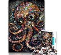Puzzle 1000 pièces pour Adultes et Adolescents, Motif Pieuvre Graffiti, Anti-Stress, pour Passer des Vacances à la Maison, avec Affiche et fiche de Questions-réponses Assorties (75x50cm)