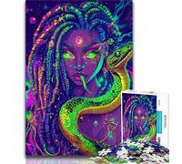 Puzzle 1000 pièces pour Adultes et Adolescents, Motif Serpent néon animé, décoration Murale, Jeux Amusants, Cadeaux d'anniversaire et de Noël Uniques (Taille 75x50cm)
