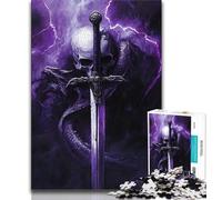 Puzzle 1000 pièces pour Adultes et Adolescents, Motif Squelette, Dragon et épée, idéal comme Cadeau pour Toute la Famille (Taille 38x26cm)