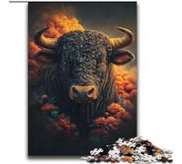 Puzzle 1000 pièces pour Adultes et Adolescents, Motif Taureau Fleuri, Aide Le Cerveau à exercer, Jouets addictifs pour cultiver la Patience et améliorer la mémoire, 38x52cm
