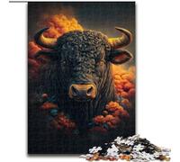 Puzzle 1000 pièces pour Adultes et Adolescents, Motif Taureau Fleuri, Aide Le Cerveau à exercer, Jouets addictifs pour cultiver la Patience, décoration Parfaite 50x75cm