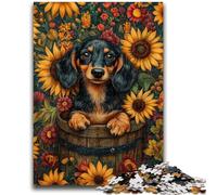 Puzzle 1000 pièces pour Adultes et Adolescents, Motif Teckel Tournesol, Jeux éducatifs, décoration Murale, Cadeaux Uniques pour Anniversaire et Noël, 50x75cm