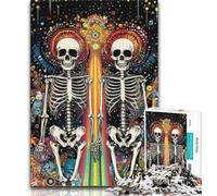 Puzzle 1000 pièces pour Adultes et Adolescents, Motif tête de Mort colorée, Anti-Stress, idéal pour Les Vacances, pour Tuer Le Temps, décoration d'intérieur (38x26cm)